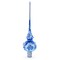 Elegant Cobalt Bloom with Glittering Accents Glass Christmas Tree Topper